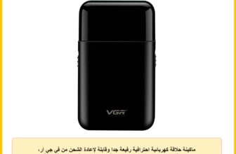 ماكينة حلاقة كهربائية احترافية رفيعة جدا وقابلة لإعادة الشحن من في جي ار، مناسبة للاستخدام الرطب والجاف للعناية بالوجه واللحية مع ماكينة حلاقة للسفر بمنفذ USB، ماكينة حلاقة كهربائية، لون أسود V-390