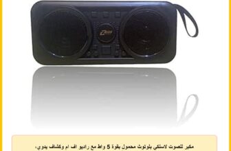 مكبر للصوت لاسلكي بلوتوث محمول بقوة 5 واط مع راديو اف ام وكشاف يدوي، مشغل موسيقى عبر USB وبطاقة تي اف صوت قوي وحجم صغير، Z165