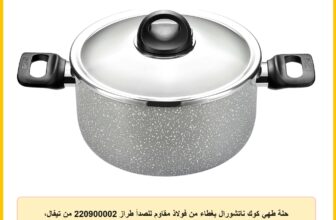 حلة طهي كوك ناتشورال بغطاء من فولاذ مقاوم للصدأ طراز 220900002 من تيفال، مقاس 20 سم، لون رمادي