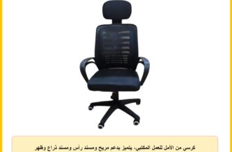 كرسي من الأمل للعمل المكتبي، يتميز بدعم مريح ومسند رأس ومسند ذراع وظهر مبطن، سهل التنظيف، مصنوع من البلاستيك، باللون الثلجي