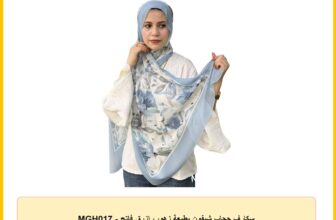 سكارف حجاب شيفون بطبعة زهور، ازرق فاتح – MGH017