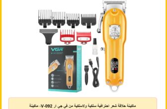 ماكينة حلاقة شعر احترافية سلكية ولاسلكية من في جي ار V-092، ماكينة تشذيب الشعر بشاشة LED رقمية مع 6 أمشاط توجيه للقص، مدة التشغيل حتى 300 دقيقة، بطارية ليثيوم 2500 مللي أمبير في الساعة، ذهبي