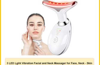 3 LED Lgiht Vibration Facial and Neck Massager for Face, Neck – Skin Lifting & Firming – Wrinkle & Dark Circle Reducer – Home use Skin Care Face Sculpting Tool and Neck Massager-White