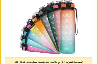 زجاجة مياه تحفيزية 1 لتر مع علامات زمنية وشفاطة، مصنوعة من التريتان الخال من البيسفينول أ، قابلة لإعادة الاستخدام للجيم والمكتب والتمارين الرياضية- (ألوان عشوائية ومتنوعة)