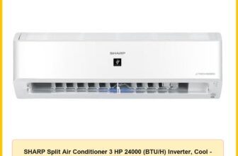 SHARP Split Air Conditioner 3 HP 24000 (BTU/H) Inverter, Cool – Heat, (AIOT) Smart, Digital, Plasmacluster, ECO Mode, Fast Cooling, Auto Swing, Self Clean, Tropical Compressor, White AY-XP24BHE