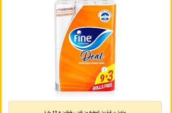 مناديل ورقية ديل للمطبخ من فاين ، طبقتين × 12 بكرة
