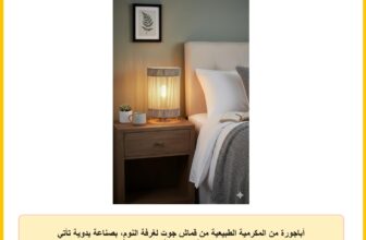أباجورة من المكرمية الطبيعية من قماش جوت لغرفة النوم، بصناعة يدوية تأتي بتصميم بوهيمي معاصر ومناسبة للإضاءة أثناء القراءة أو الاسترخاء توضع للديكور على الطاولة في المكتب أو الصالون أو في غرفة النوم