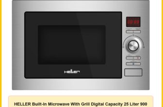HELLER Built-In Microwave With Grill Digital Capacity 25 Liter 900 Watt 8 Menus, 5 Levels Power, Multi Cooking, Defrost Function, (Elaraby Warranty) Silver HMBN-25G-SL