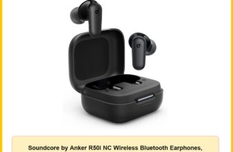 Soundcore by Anker R50i NC Wireless Bluetooth Earphones, Powerful and Smart Noise Cancelling, Powerful Bass, 45 Hours Playtime, 2-in-1 Case and Phone Stand, IP54, Black,18 Month Warranty