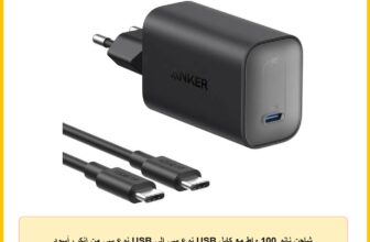 شاحن نانو 100 واط مع كابل USB نوع سي إلى USB نوع سي من انكر، أسود