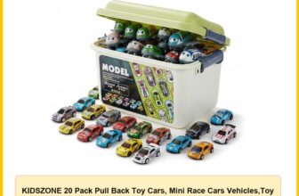 KIDSZONE 20 Pack Pull Back Toy Cars, Mini Race Cars Vehicles,Toy Cars with Storage Box,Party Favor Cars Toys, Goodie Bag Stuffers, Toys for Boys Girls Toddlers 3+Years Old (20)