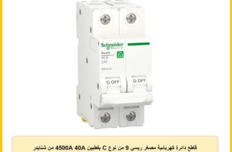 قاطع دائرة كهربائية مصغر ريسي 9 من نوع C بقطبين 4500A 40A من شنايدر الكتريك