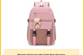 Women’s Backpack with Teddy Bear Keychain,