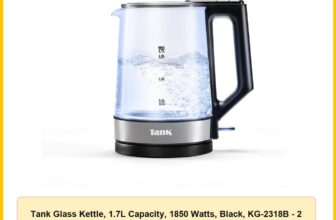 Tank Glass Kettle, 1.7L Capacity, 1850 Watts, Black, KG-2318B – 2 Year Warranty