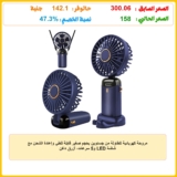 مروحة كهربائية للطاولة من جسدوين بحجم صغير قابلة للطي وإعادة الشحن مع شاشة LED و5 سرعات، أزرق داكن