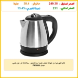 غلاية كهربائية من الفولاذ المقاوم للصدأ من فلامنجو، سعة 1.5 لتر، لون فضي، موديل FM3000