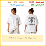 تيشيرت حريمي أوفر سايز لوس أنجلوس بطبعة صيفية قطن 100%