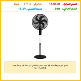 سكاي لاين مروحة ستاند 18` جيت – مروحة سكاي لاين ستاند 18 بوصة جيت، 75.0 واط، أسود